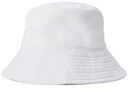 Amazon Essentials Cappello da Pescatore in Cotone Lavato Donna, Bianco, L-XL
