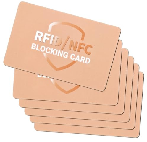 EYWILYWI RFID Blocking Card 6 Pack, Credit Card Protector, Anti-Theft Contactless NFC Blocker, Entire Wallet Protection, No Batteries Required (Gold)