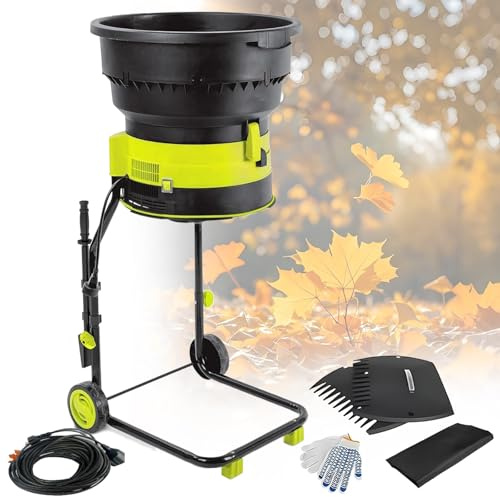 Fablestoryem Trituratore Elettrico per Foglie, Biotrituratore da Giardino Senza Lame 15 Amp 2500W per Rapporto Riduzione 17:1, Pacciamatura Fino a 55 Galloni al Minuto, per Pulizia Cortile 10M Wire