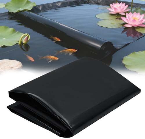Lámina para estanque, 6 x 8 m, grosor de 0,5 mm, color negro, HDPE para estanques, para estanques de peces, fuentes, cascadas, estanques de jardín, estanques de estanques
