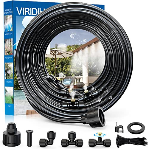 Misting Cooling System, Fan Mist Kit,Misting Line, Brass Misting Nozzle for Patio, Lawn, Garden, Greenhouse,Home Irrigation