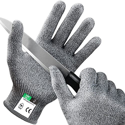 Uktunu Gants Anti-Coupures Taille-XL, Gants de Travail et de Boucher avec Protection de Niveau 5, Norme en 388, Pour Cuisine, Jardinage et Bricolage