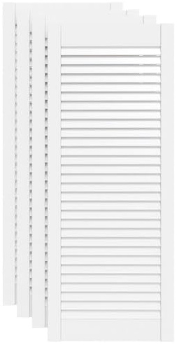 vidaXL Portes d'Armoire à Persiennes 4 pcs, Portes de Placard à Chaussures, Panneaux de Radiateur, Décoration d'Intérieur, Blanc Bois de Pin Massif