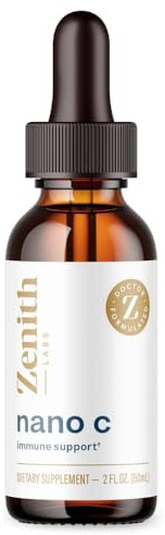 Zenith Labs Liquid Vitamin C Drops for Adults - Nano C Natural Immune Support Supplement, Vitamin C Liquid Supplement for Stronger Immunity - Nanotechnology Micro C Particles for Fast Absorption