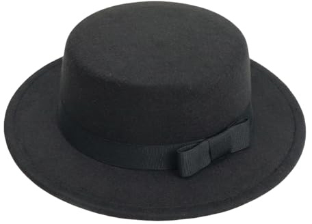 Classic Wide Brim Fedora Hat with Bow, Flat Top Jazz Hat, Elegant Formal Headwear 57 Hat Circumference