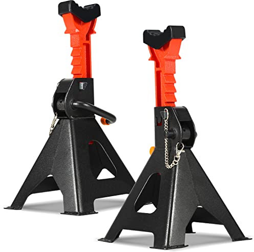 Izrielar Cavalletti di Supporto, 2 Pezzi, per cric, Modello 3T, Supporto per roulotte, Altezza di Sollevamento 285 – 430 mm, Regolabile in Altezza (con Fusibile e Gomma)