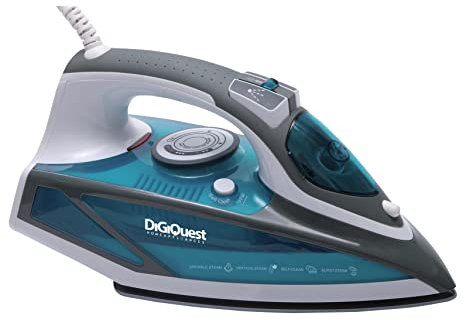 DIGIQUEST Ferro da stiro a vapore con Piastra in Ceramica STEAMY CERAMIC S2, 2600W, Vapore Regolabile, Serbatoio Trasparente 420ml, Tecnologia Antigoccia e Anticalcare