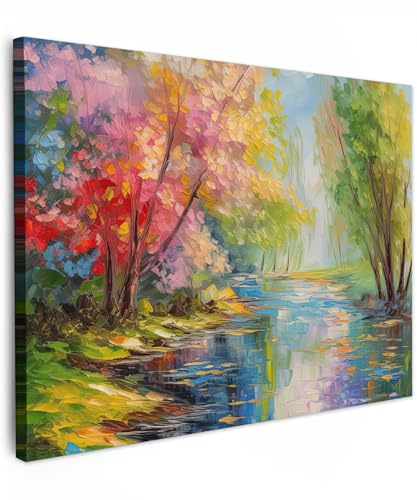 MuchoWow© Quadro Su Tela 70x50 cm Grandi Dimensioni Quadri Moderni Soggiorno Stampa Di Foto Decorazione Camera Letto Da Parete Con Cornice DipintiPittura a olio - Paesaggio - Natura - Colorato