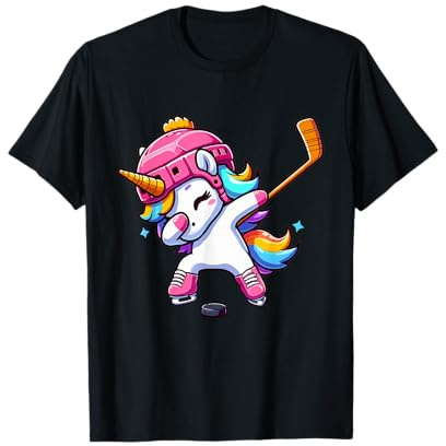 Cute Dabbing Unicorn Ice Hockey Girl Funny Ice Hockey T-Shirt