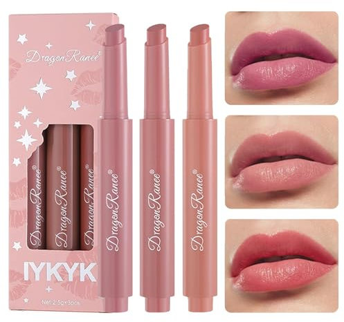 TITIMORE 3 Pcs Lippenstift Set Nude Matte Lipstick Set Langanhaltende Lipgloss Wasserdicht Glanz Lippenstift Non-Sticky LipStick Saftiger Lippenpflege Lippenstift Glänzendes Finish(Set B)