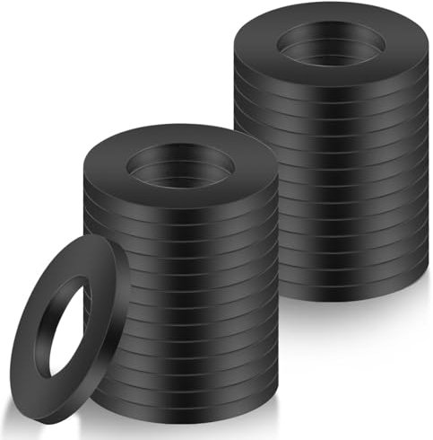 Rondelle M6 Piatte x 12 mm, Assortimento di Rondelle Alzaporta in Acciaio al Carbonio, Guarnizioni Distanziali Nere per Viti Barra Filettata