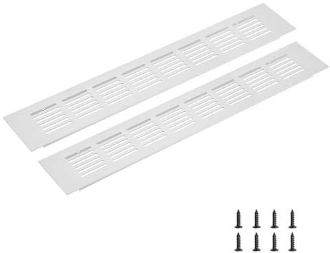 sourcing map Rectangle Ventilation Grille 350x60mm/14x2 Silver Tone | Aluminum Alloy Mesh,Air Vent Cover,Louvered Ventilation Cover,with Mounting Screws for Cabinet Shoe Closet