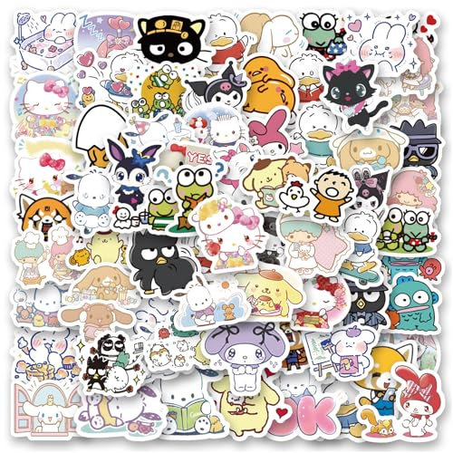 HTTDSLF 100 Pegatinas Estéticas Infantiles, Anime/Kawaii, Multicolor, Vinilo, Pegatinas para Ordenador Portátil, Álbum de Recortes, Guitarra, Teléfono Móvil, etc.