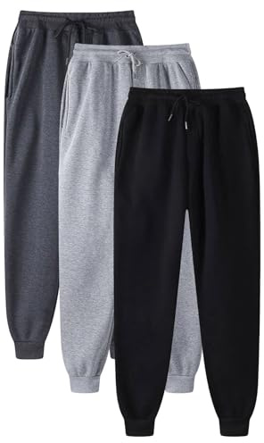 3 Pièces Survêtement Homme Set Jogging de Sport Activewear Taille Elastique Pantalon Sportwear en Coton Bas de Survêtement Confortable Joggers d'entraînement