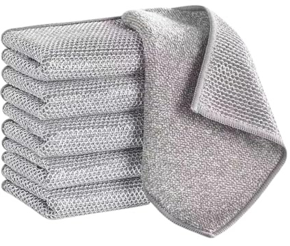 6-Pack Double Layer Wire Dishwashing Cloths | Non Scratch Wire Dish Cloth, Durable & Multi-Purpose Stainless Steel Cleaning Cloths, Kitchen Cleaning Rags for Kitchen, Sink, Stove Top,Dish (20x20CM)