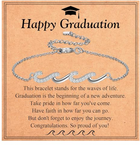 EYQV Graduation Gifts for Her, Wave Charm Bracelet, Graduation Presents for Daughter Niece Sister Granddaughter