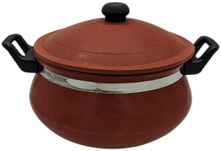 Traditional Clay Handi Pot for Cooking with Lid & Handles – 100% Natural Terracotta Cookware – 3L or 4L Biryani Handi for Gas Stove – Earthen Pot for Curries, Dals, Stews (4 litres)