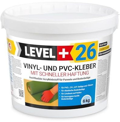 Level Plus 26 adesivi in vinile PVC LVT CV, 6 kg, per pavimenti in vinile, senza solventi, rapida adesione