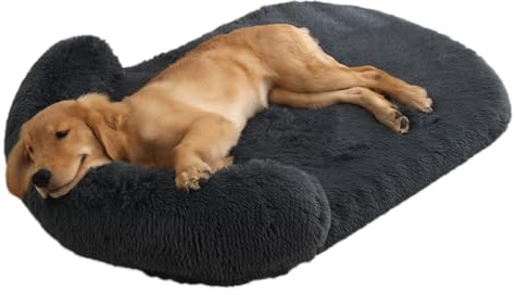 Panier Chien Grande Taille, Orthopedique Canapé pour Chat, Coussin Chiens Dehoussable et Lavable, Anti-dérapant, lit Apaisant Comfy pour Chien de Grande Taille (Gris foncé, M:80 * 60cm)