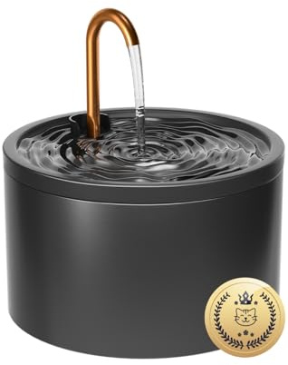 Misfans Fontaine à Eau pour Chat en Céramique Noire 2,1 L, Distributeur d’Eau Design Moderne, Fonctionnement Silencieux, Facile à Nettoyer, avec Filtre Multicouche