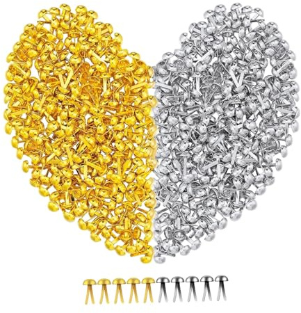 Lilihuimaoyi 300x Paper Fasteners Split Pins Scrapbooking Brads Craft Pins Pushpin for Crafts, Gold and Silver