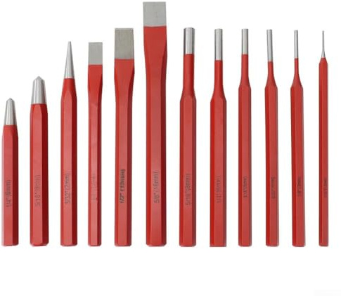 Set di 12 scalpelli a freddo per mattoni, pietra, muratura, metallo e legno, strumenti meccanici per officina e garage