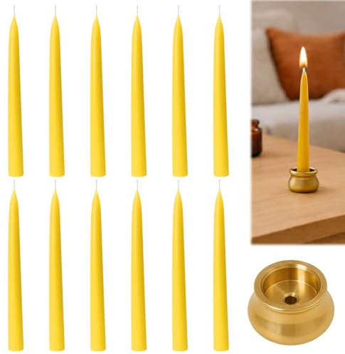 12PCS Beeswax Candles, Beeswax Taper Candles 80mm, 0.5 Hours of Burn Time Each, Air-Purifying, and Dripless - Brighten Your Space!