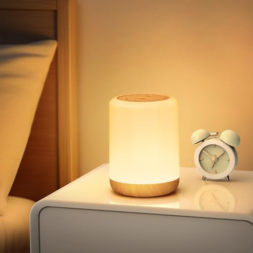 VIWAVE Night Light,LED Baby Night Light Kids,Wood Grain Pattern Bedside Lamps with 256 RGB & Timer & Memory,USB Rechargeable Toddler Battery Touch Lamp for Adults,Children,Bedroom,Camping