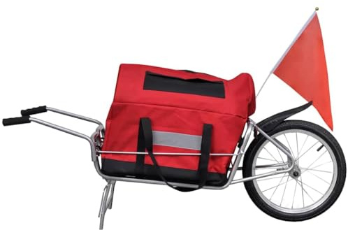 LoogCape Remorque de vélo monocycle avec sac de transport de charge, pliable, à ressort, avec attelage, charge de 40 kg, cadre en acier robuste, convient pour la ville, la vie quotidienne, le shopping