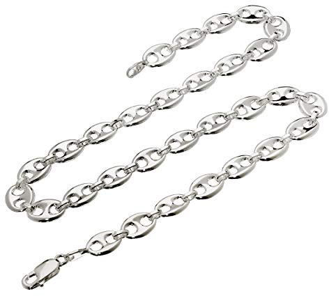 NKlaus 55cm Kaffeebohnenkette 925 Silber elegante Halskette besondere Breite: 10mm Collier 44g schwer 5262