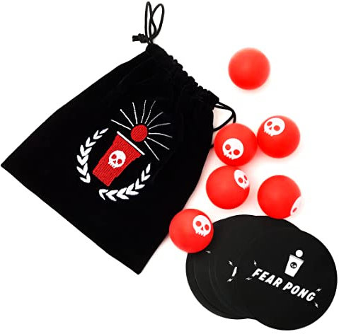 Fear Pong: Ball Bag Set – 6 Extra Balls + 10 Extra Dare Cards – The Perfect Add-on for Beer Pong Parties and Game Night
