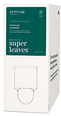 ATTITUDE Body Wash, EWG Verified Shower Gel, Dermatologically Tested, Plant and Mineral-Based, Vegan Personal Care Products, White Tea Leaves, Bulk Refill, 67.6 Fl Oz