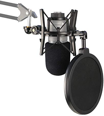 Professional AT2020 Shock Mount with Foam Windscreen, Pop Filter with Shockmount Reduces Vibration Noise and Improve Recording Quality for AT2020USB+ Condenser Mic by YOUSHARES
