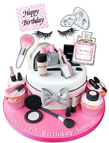 Regendeko Happy Birthday Lady Thema Mädchen Kuchendekoration Cupcake Toppers Geburtstagskuchen Deko Tortendeko Schminke (Stil 1)