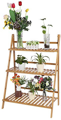 Escalera de flores, estante para flores, escalera para plantas para más plantas y soporte de flores, soporte de flores, plegable para interior, balcón, sala de estar, exterior, jardín, decoración, 70