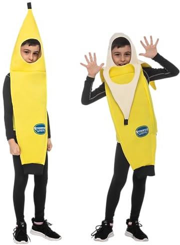 Spooktacular Creations Child Unisex Banana Costume Tropical Fruit Jumpsuit for Kids Toddler Halloween Dress Up Themed Party (Medium (8-10yr))