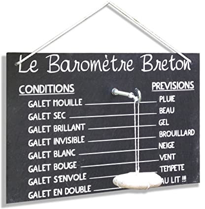 El barómetro Breton – el verdadero indicador meteorológico marino original, decoración de jardín o casa, guijarro 100% infalible, idea de regalo de humor y divertido, fabricación artesanal francesa.