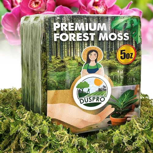DUSPRO Dried Moss for Potted Plants, Forest Orchid Moss for Potting Mix, Sphagnum Potting Moss for Plants Indoor, Real Moss Soil Cover for Houseplant (5 OZ)