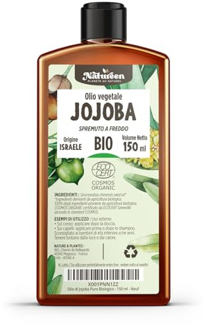 Olio di Jojoba Puro Biologico 150 ml - 100% Puro, Naturale, Pressato a Freddo - Biologico certificato da Ecocert