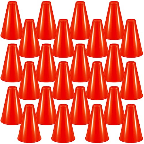 Woanger 24 Pcs Red Plastic Cheer Megaphone Bulk for Party Favors