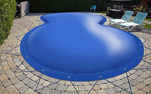AirDeluxe Cobertura Inflable en Forma de Ocho, Lona para Piscina Hecha de 680 g/m² (1360 g/m²) (7,70m x 5,00m, Gris RAL7038)