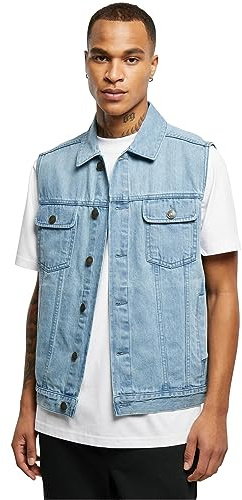Urban Classics herr denim vest, herr jeansväst, finns i många olika färger, storlekar S till 5XL, lighter washed, XL