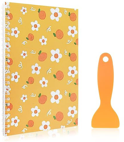 Sticker Collecting Album with Plastic Spatula, Reusable Sticker Book Stickers Storage Notepads Activity Sticker Collection Sticker Organizer Albums for Collecting Stickers, Labels (Orange)