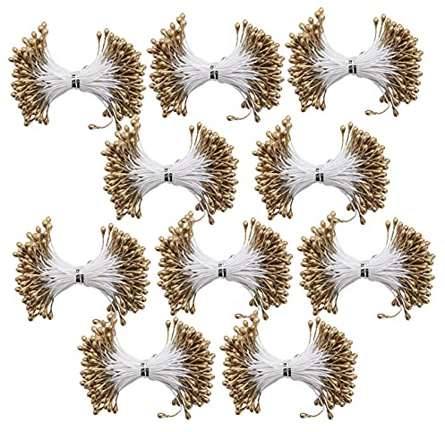 Perla Stame Pistillo Borsa a Doppia estremità Materiali Decorazione Accessori per Arte Floreale Matrimonio Fiore Finto Disposizione Floreale Oro Fai da Te (3 mm (n. 6) 900)