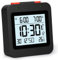 VINILITE Reloj Despertador Digital Radiocontrolado con Temperatura, Reloj Digital Sobremesa, Reloj de Viaje a Pilas, Negro