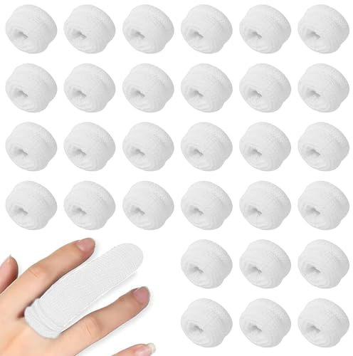 JOYVOX 30 Pcs Finger Bandages Tubular - Finger Bandage Protectors, Soft and Breathable Tubular Finger Gauze Bandages for Injury Support and Protection, Ideal for Sports, Manual Work, and Sprains