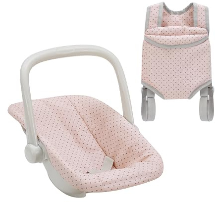 Olivia's Little World Polka Dot Princess Baby Doll Carrier & Car Seat Set, Pink/Grey