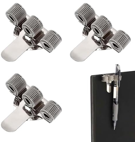 SOGHO 3 Pièces Porte Stylo Infirmière,Porte-Stylo Triple de Poche,Support de Stylo pour Bloc-Notes Porte-Bloc avec Ressort,Compatible avec la Majorité des Tailles de,Confortable et Écologique,Argenté