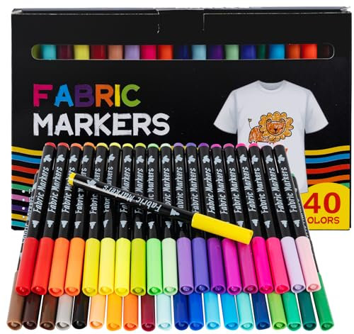 BLISSIQUEE Laundry Pens Permanent for Clothes 40Pcs, 40 Color Fabric Pen Washable Resistant Fabric Paint Pens for T Shirt Design Kit Canvas Tote Bag Pillowcases Plain Cotton Bags Shoes DIY Crafting