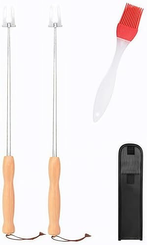 HomeDejavu Pinchos para barbacoa, 2 unidades,Brochetas de Barbacoa Malvavisco Inoxidable, Adecuado para Barbacoa, Hoguera, Camping, Picnic, Fiesta,Brochetas de Barbacoa Malvavisco para Fogatas Hot Dog